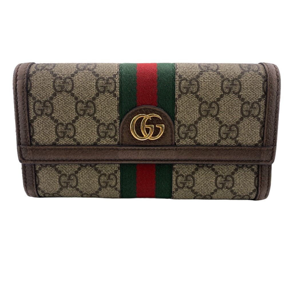 GUCCI Long Wallet Purse 523153 canvas Brown GG Supreme Ofidia Women