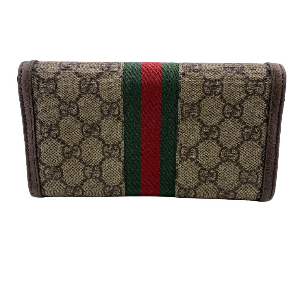 GUCCI Long Wallet Purse 523153 canvas Brown GG Supreme Ofidia Women