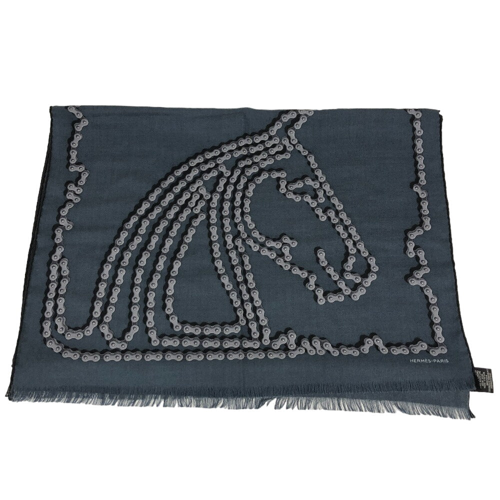 HERMES Stall Cashmere, Silk Navy Cheval Dechaine Women  d