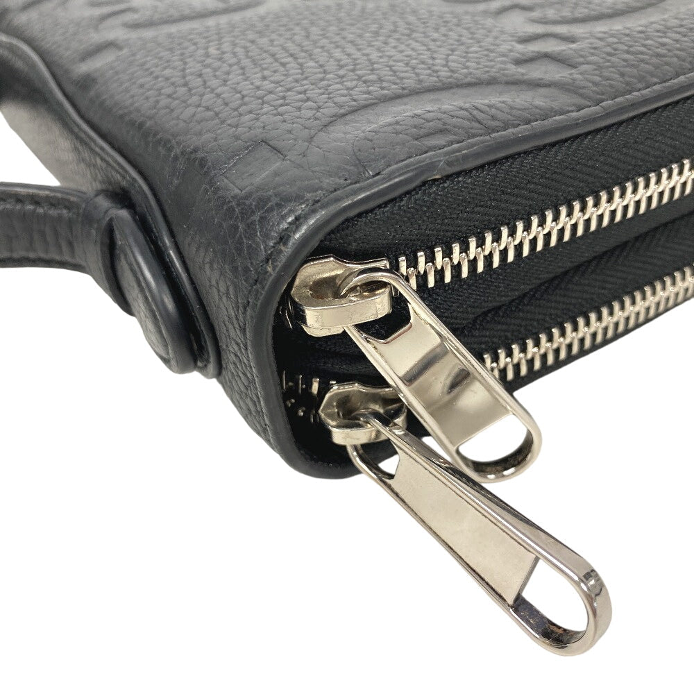 GUCCI Long Wallet Purse 751760 leather black Zip Around Travel Document Case Jumbo GG mens