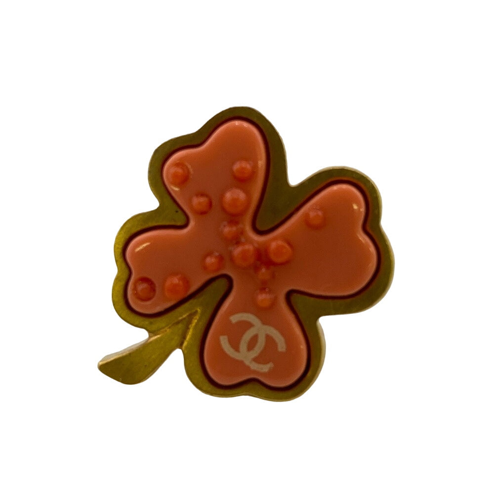 CHANEL Brooch Gold Plated pink 03P PinBrooch Clover Women  d