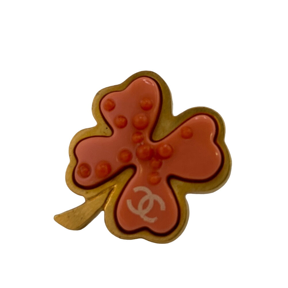CHANEL Brooch Gold Plated pink 03P PinBrooch Clover Women  d
