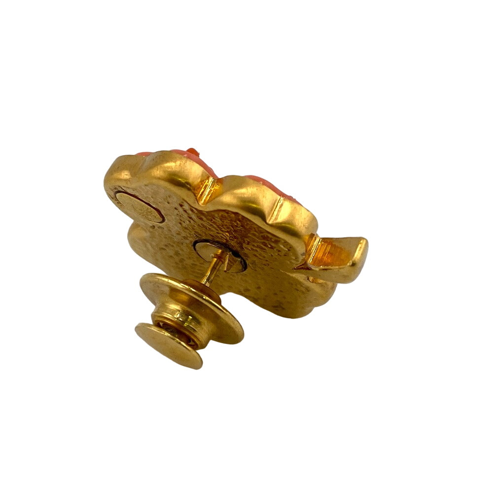 CHANEL Brooch Gold Plated pink 03P PinBrooch Clover Women  d