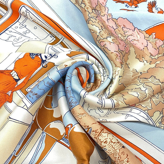 HERMES scarf silk Orange Rendez Vous Galant Carre70