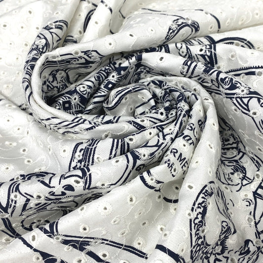 HERMES scarf silk white Carre70 BRIDES de GALA Ceremonial bridle Broderie Anglaise