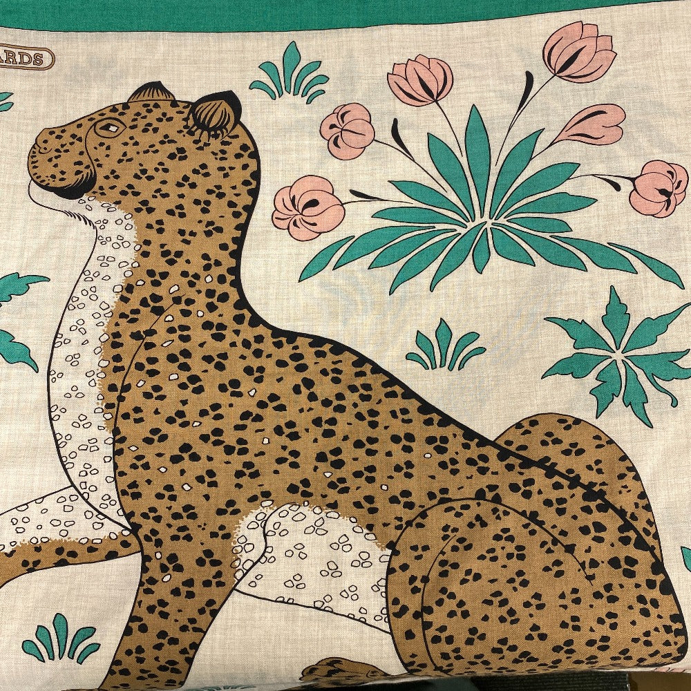 HERMES Stall Cashmere Pashmina , Silk Multi Carre Geant LES LEOPARDS Leopard Women  d