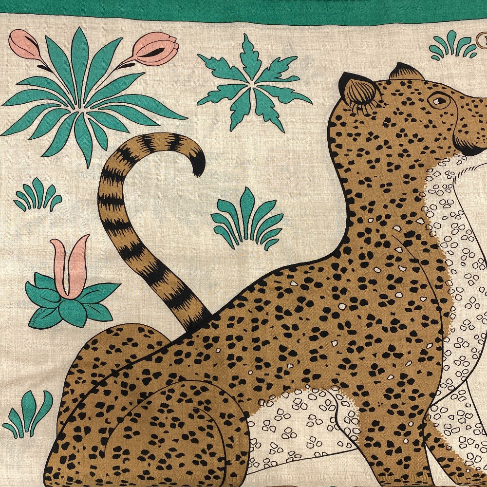 HERMES Stall Cashmere Pashmina , Silk Multi Carre Geant LES LEOPARDS Leopard Women  d