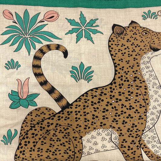 HERMES Stall Cashmere Pashmina , Silk Multi Carre Geant LES LEOPARDS Leopard Women  d