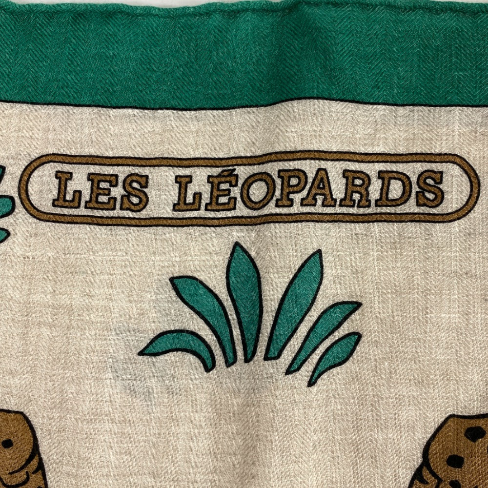 HERMES Stall Cashmere Pashmina , Silk Multi Carre Geant LES LEOPARDS Leopard Women  d