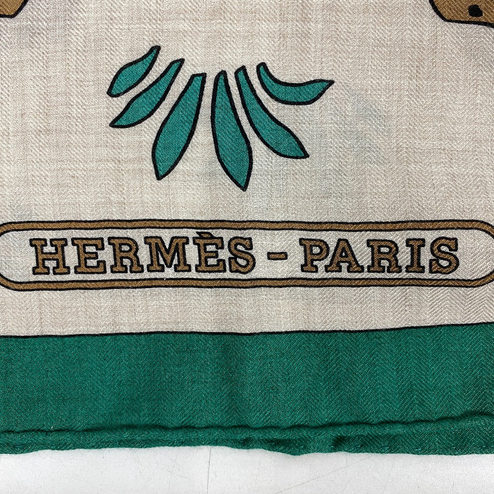 HERMES Stall Cashmere Pashmina , Silk Multi Carre Geant LES LEOPARDS Leopard Women  d