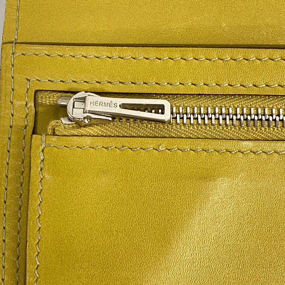 HERMES Bifold Wallet Swift, Epi Leather yellow Long wallet Box scarf Bean Women  d