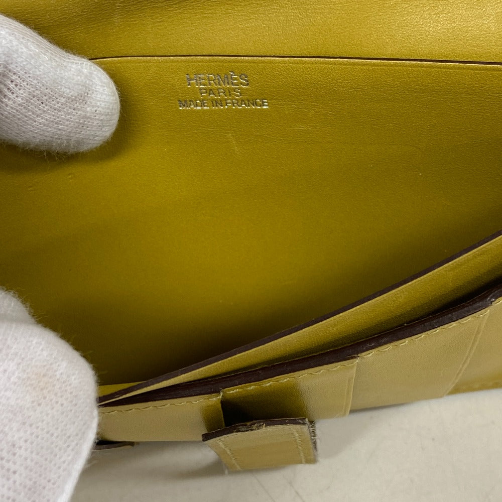 HERMES Bifold Wallet Swift, Epi Leather yellow Long wallet Box scarf Bean Women  d