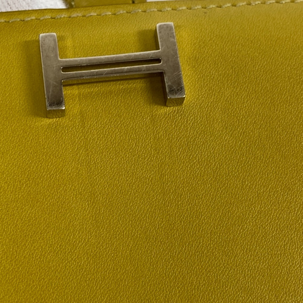 HERMES Bifold Wallet Swift, Epi Leather yellow Long wallet Box scarf Bean Women  d