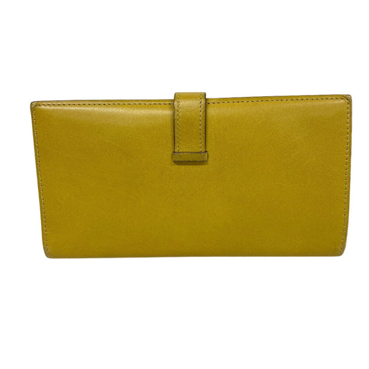 HERMES Bifold Wallet Swift, Epi Leather yellow Long wallet Box scarf Bean Women  d
