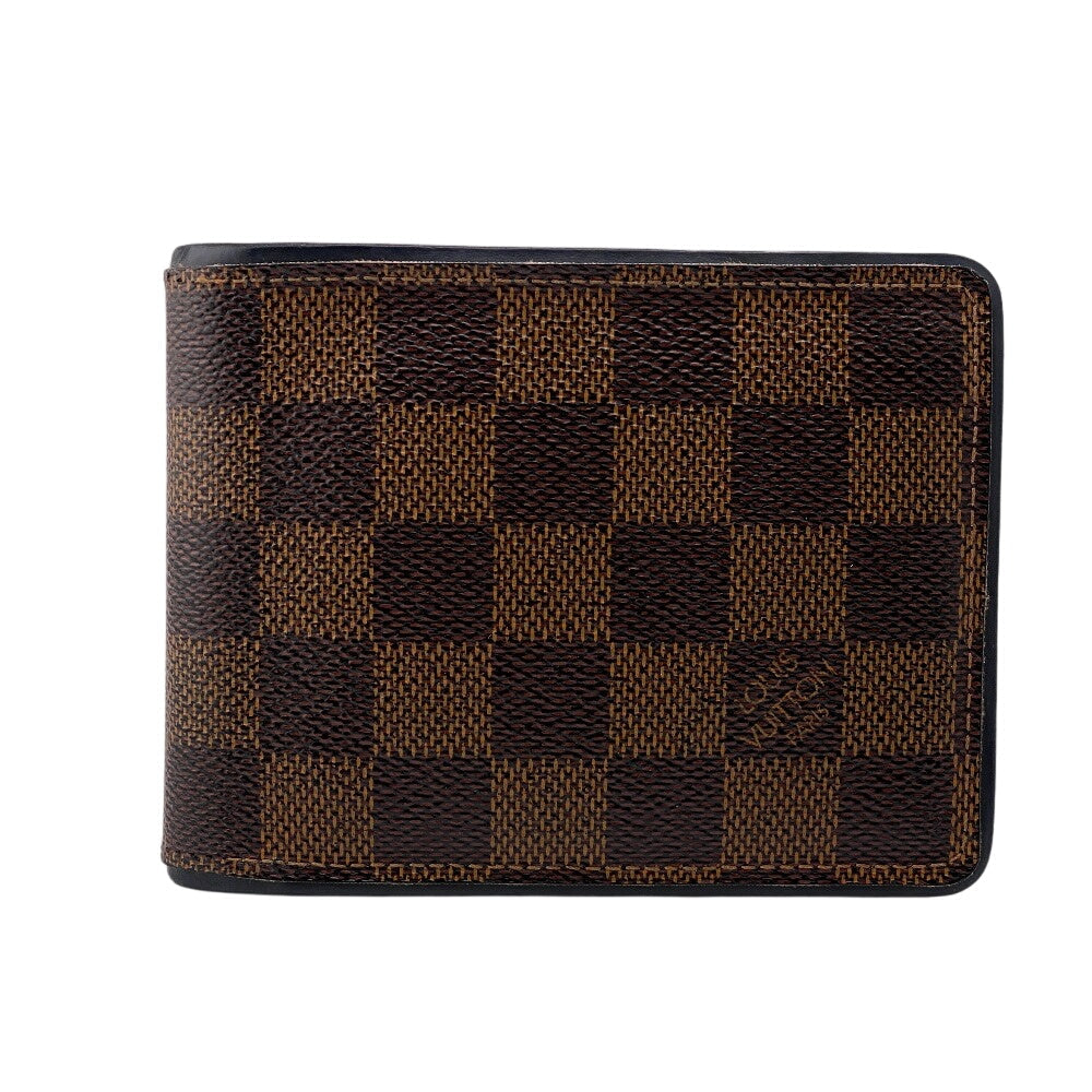 LOUIS VUITTON Bifold Wallet leather Brown Damier Portefeuille Slender mens  d