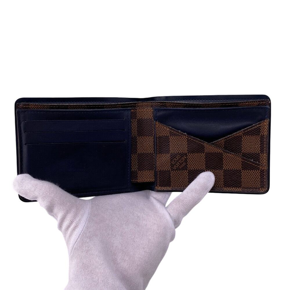 LOUIS VUITTON Bifold Wallet leather Brown Damier Portefeuille Slender mens  d