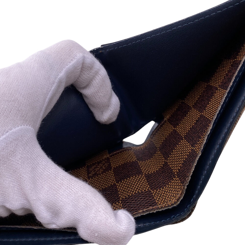 LOUIS VUITTON Bifold Wallet leather Brown Damier Portefeuille Slender mens  d