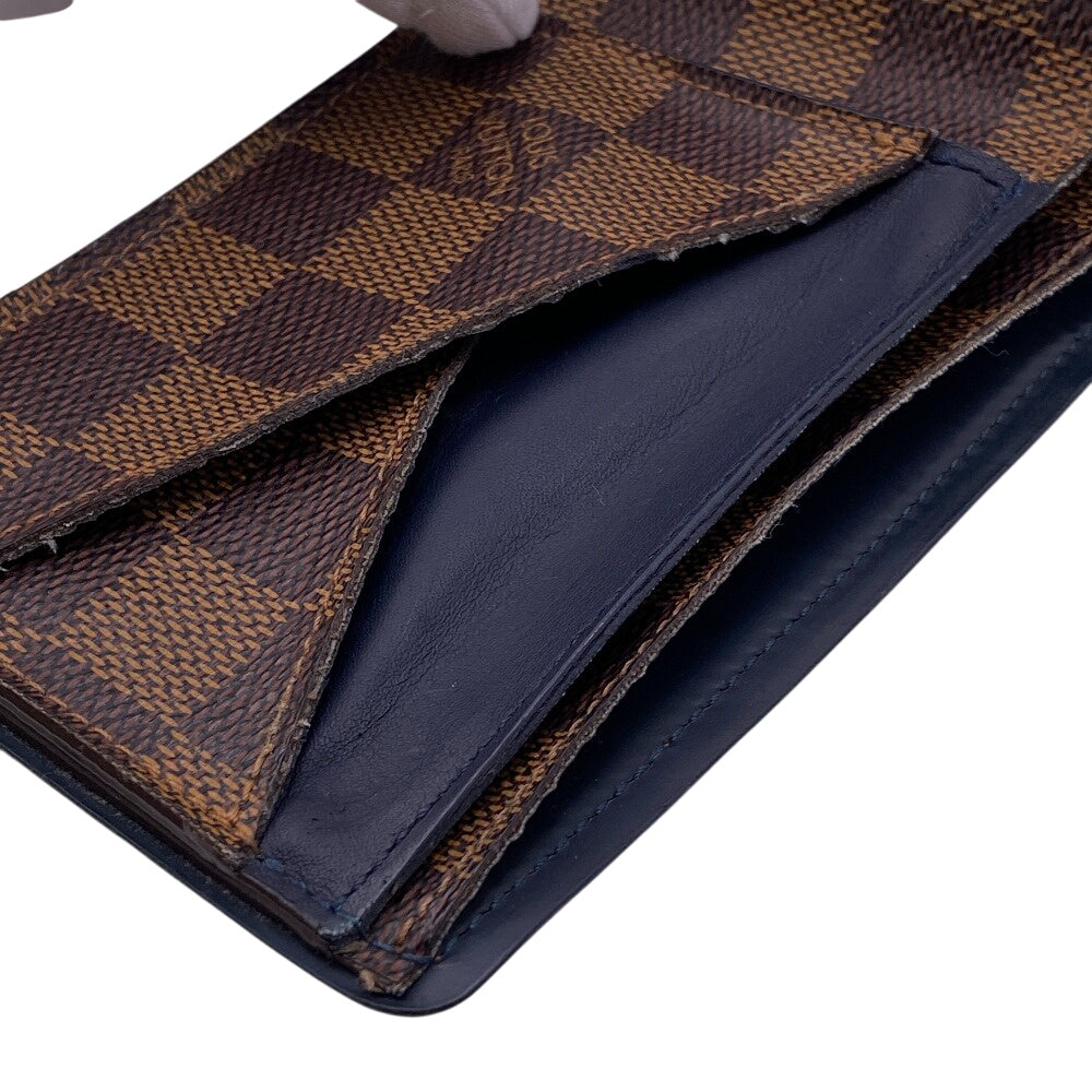 LOUIS VUITTON Bifold Wallet leather Brown Damier Portefeuille Slender mens  d