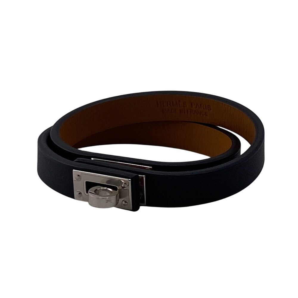 HERMES bracelet Gold Plated, Leather black U:2022 Kelly DeBultour unisex(Unisex) T3  d