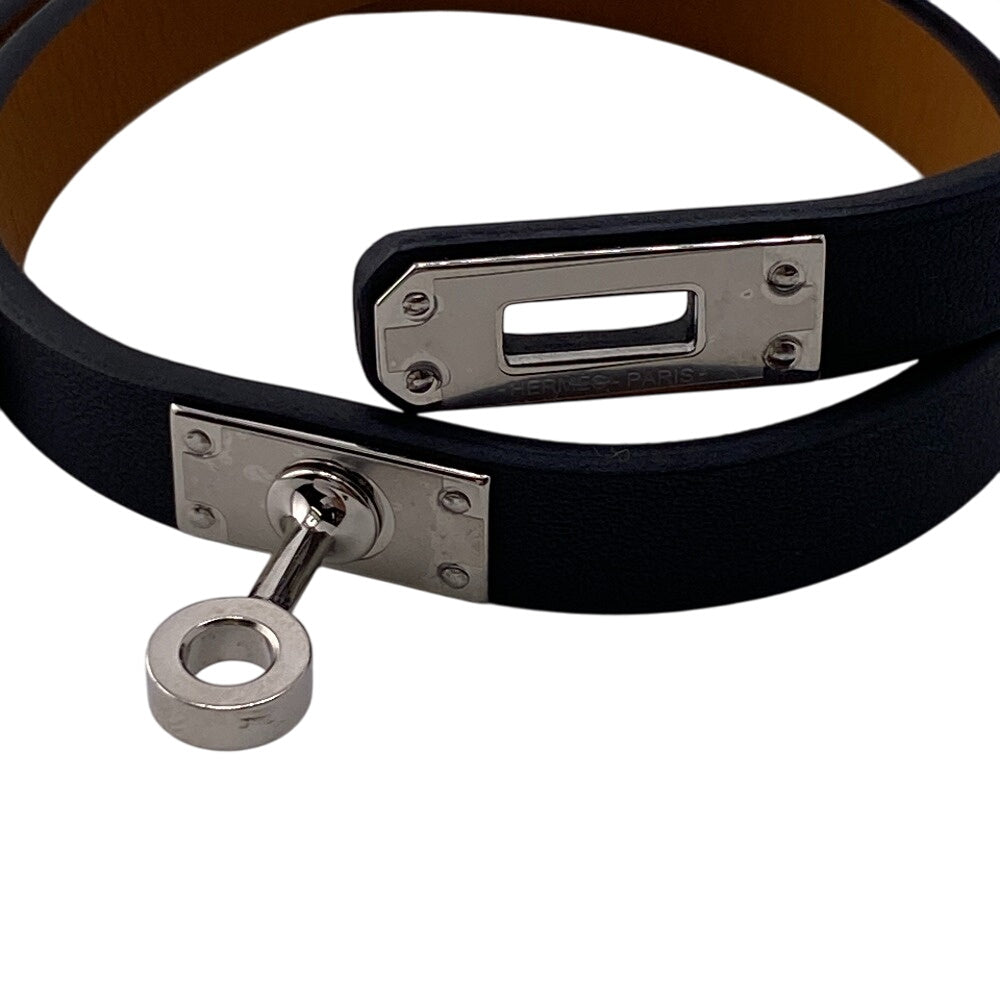 HERMES bracelet Gold Plated, Leather black U:2022 Kelly DeBultour unisex(Unisex) T3  d