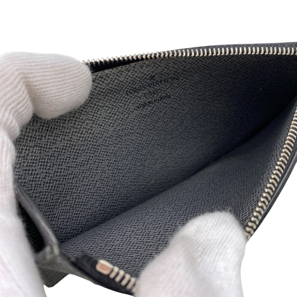 LOUIS VUITTON Coin case M30839 Taiga , Llama Silver Monogram Coin card holder mens  d