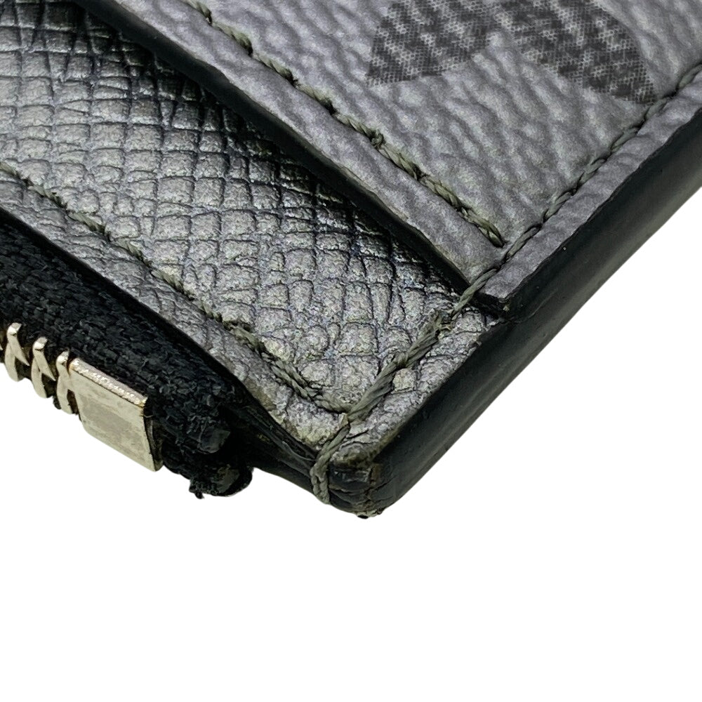 LOUIS VUITTON Coin case M30839 Taiga , Llama Silver Monogram Coin card holder mens  d