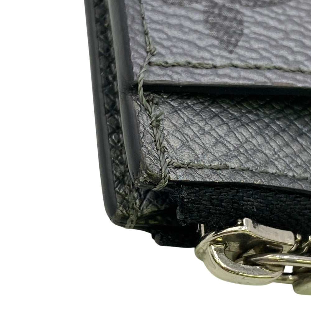 LOUIS VUITTON Coin case M30839 Taiga , Llama Silver Monogram Coin card holder mens  d