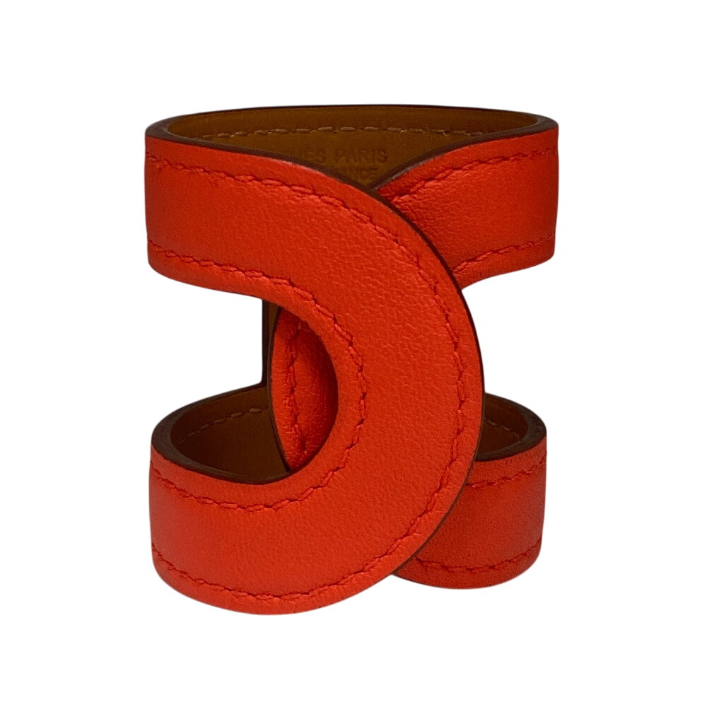 HERMES Bangle leather Red bracelet Anno Chene Dunkle Women  d