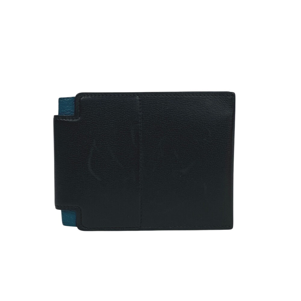 HERMES Bifold Wallet leather black Made in 2021 H Sport Compact mens  d