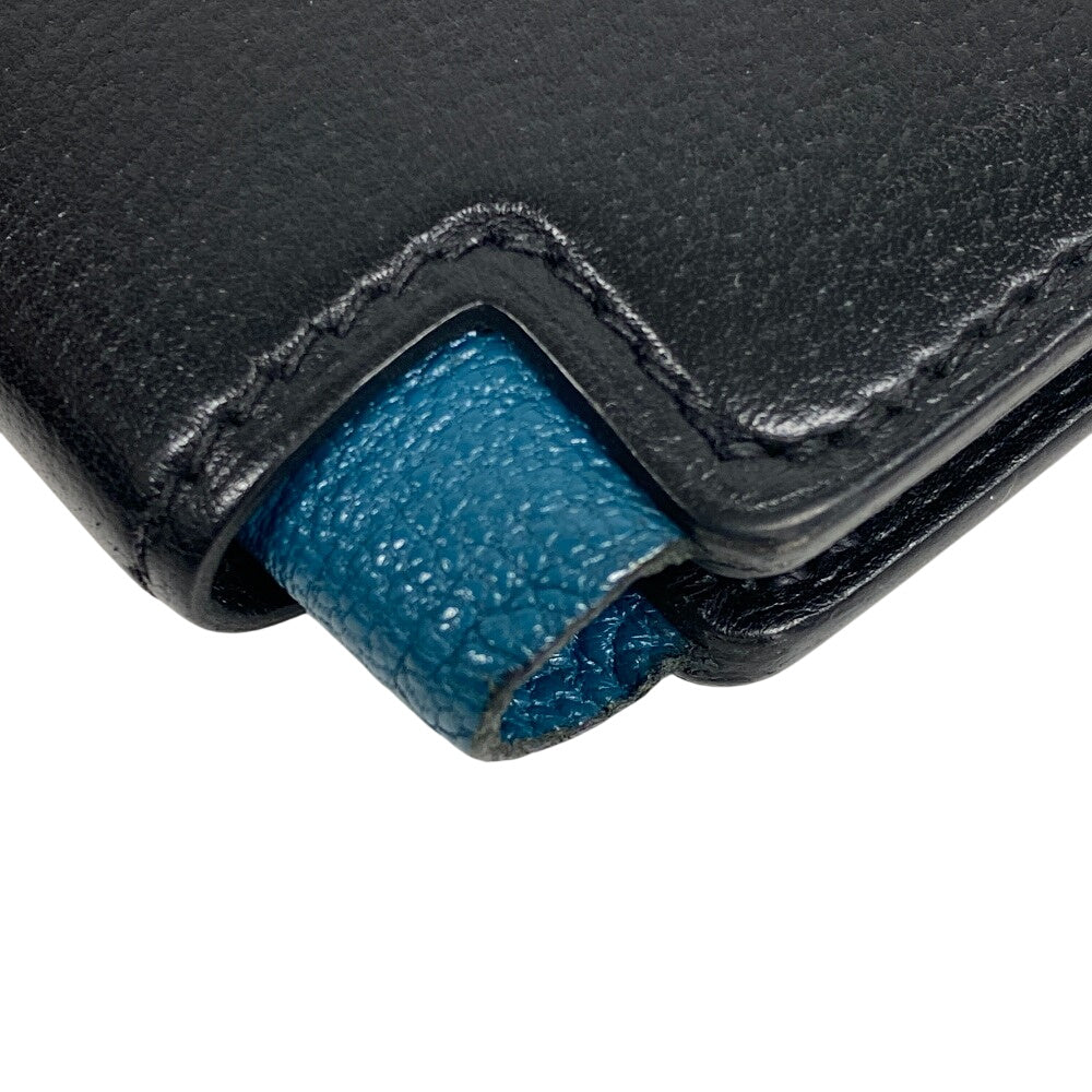 HERMES Bifold Wallet leather black Made in 2021 H Sport Compact mens  d