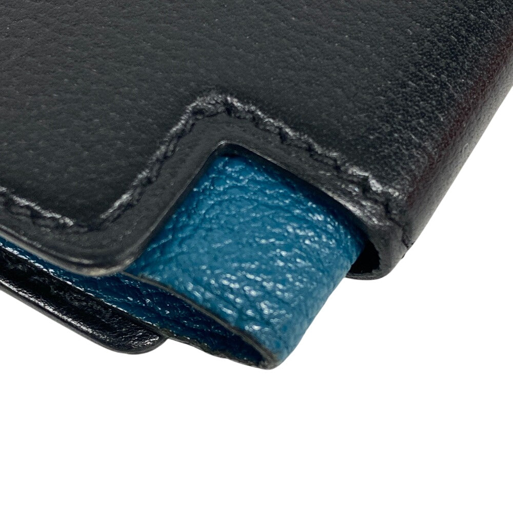 HERMES Bifold Wallet leather black Made in 2021 H Sport Compact mens  d