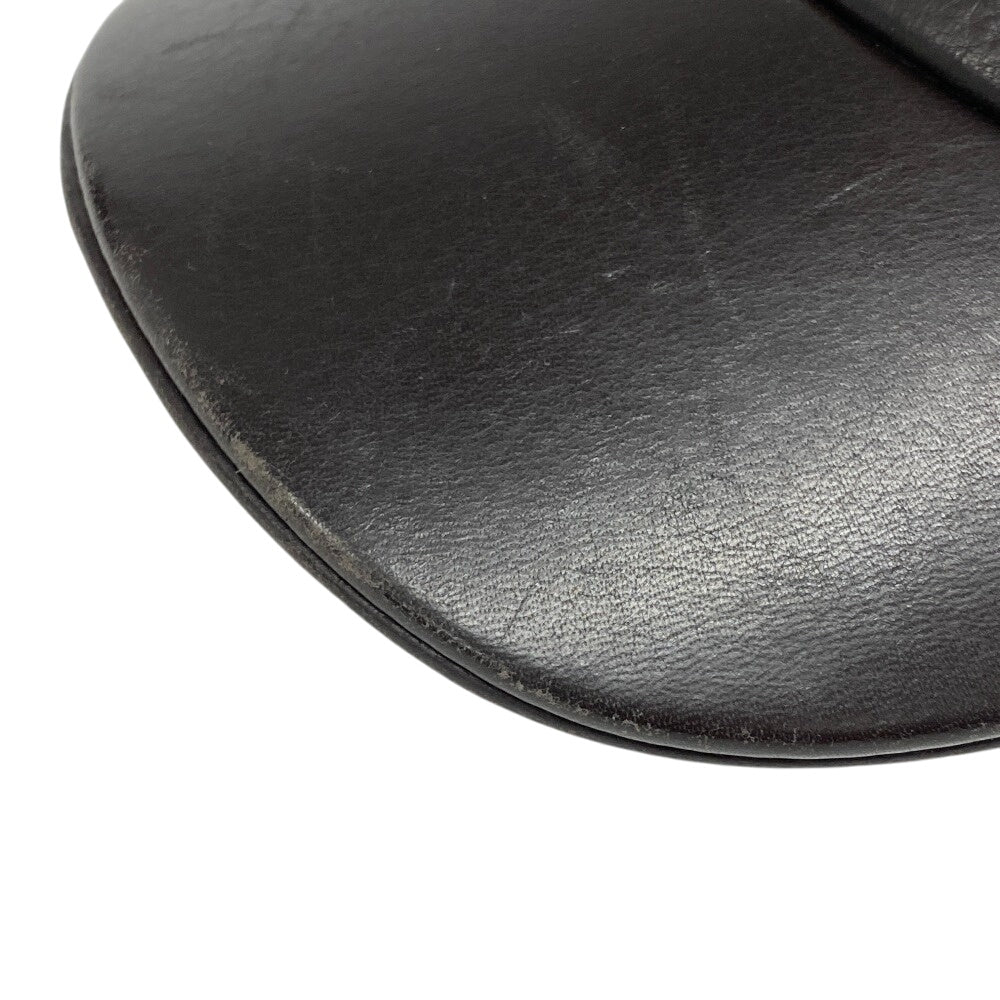 HERMES cap Calfskin Brown Logo embroidery mens  d