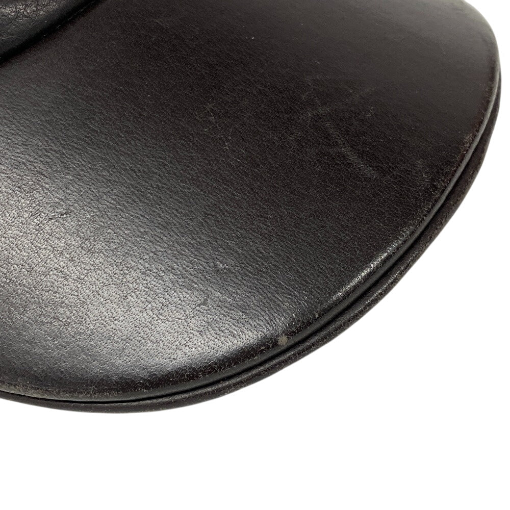HERMES cap Calfskin Brown Logo embroidery mens  d