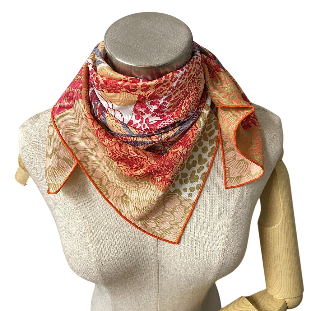 HERMES scarf silk Orange JUNGLE LOVE Carre70 Women  d
