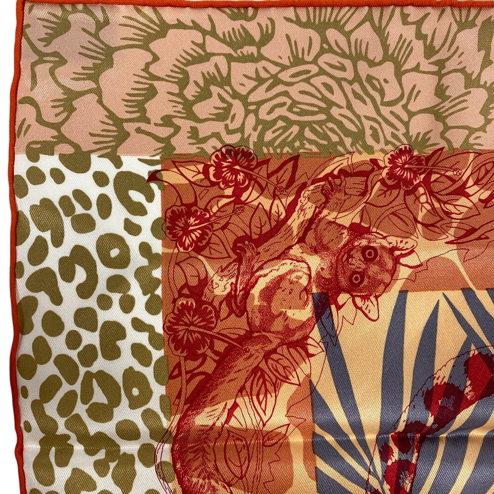 HERMES scarf silk Orange JUNGLE LOVE Carre70 Women  d