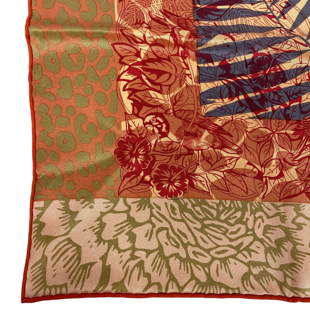 HERMES scarf silk Orange JUNGLE LOVE Carre70 Women  d