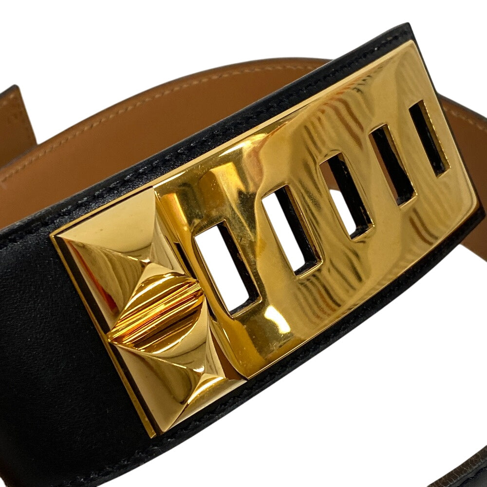 HERMES belt leather black Medor Cory Edssian Women(Unisex)  d