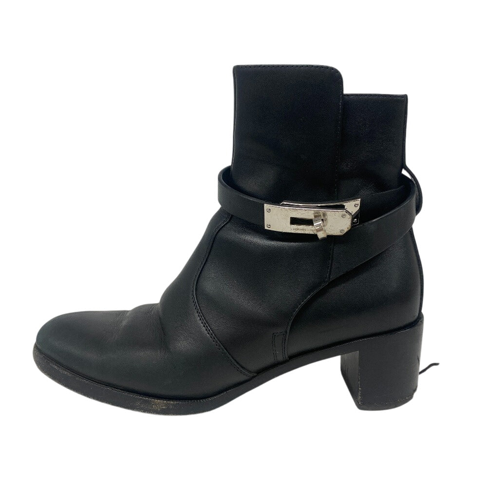 HERMES boots leather black frenchie Women 35 1/2  d