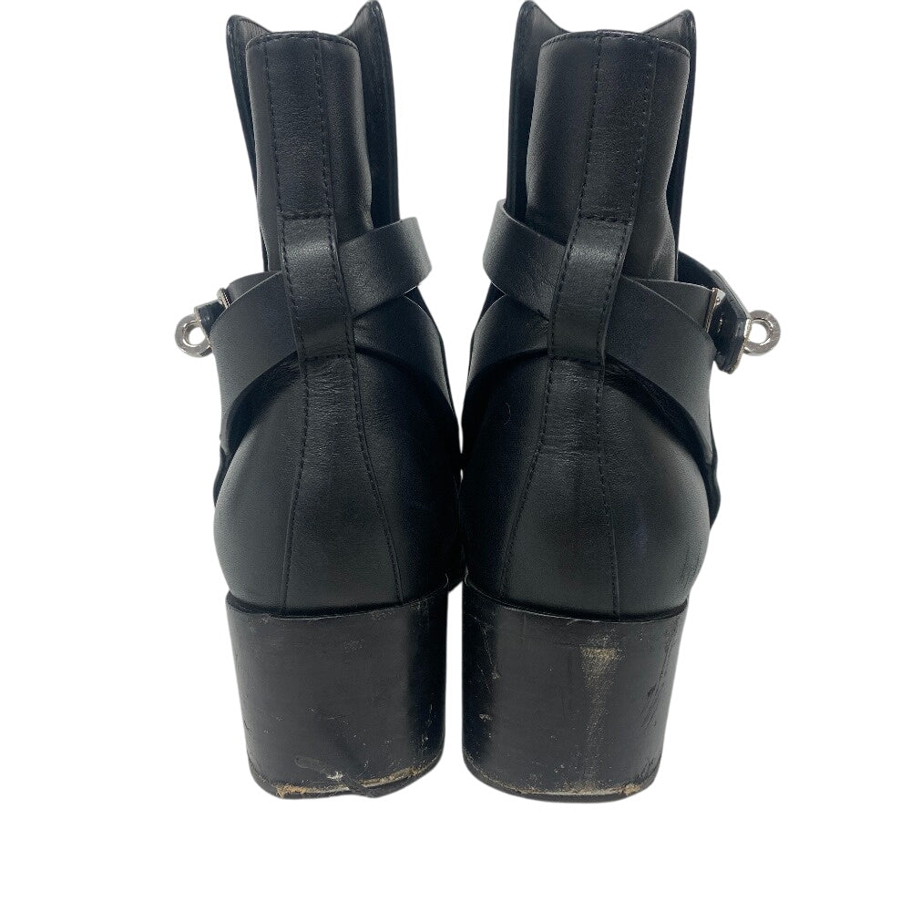 HERMES boots leather black frenchie Women 35 1/2  d