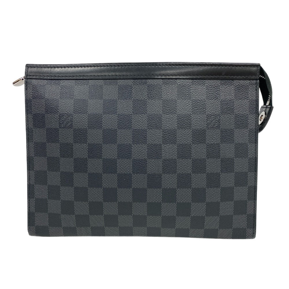 LOUIS VUITTON Clutch bag N41696 Patent leather black Pochette Damier Grafitte Voyage MM mens  d