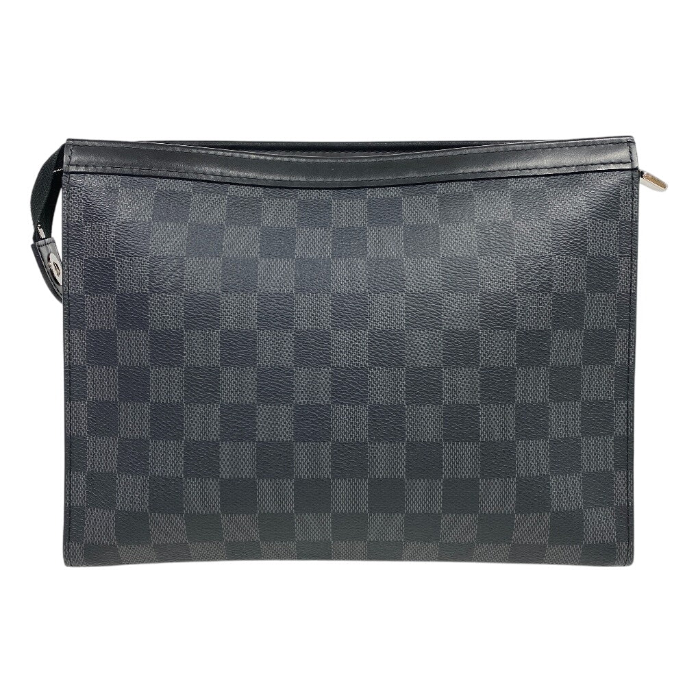 LOUIS VUITTON Clutch bag N41696 Patent leather black Pochette Damier Grafitte Voyage MM mens  d
