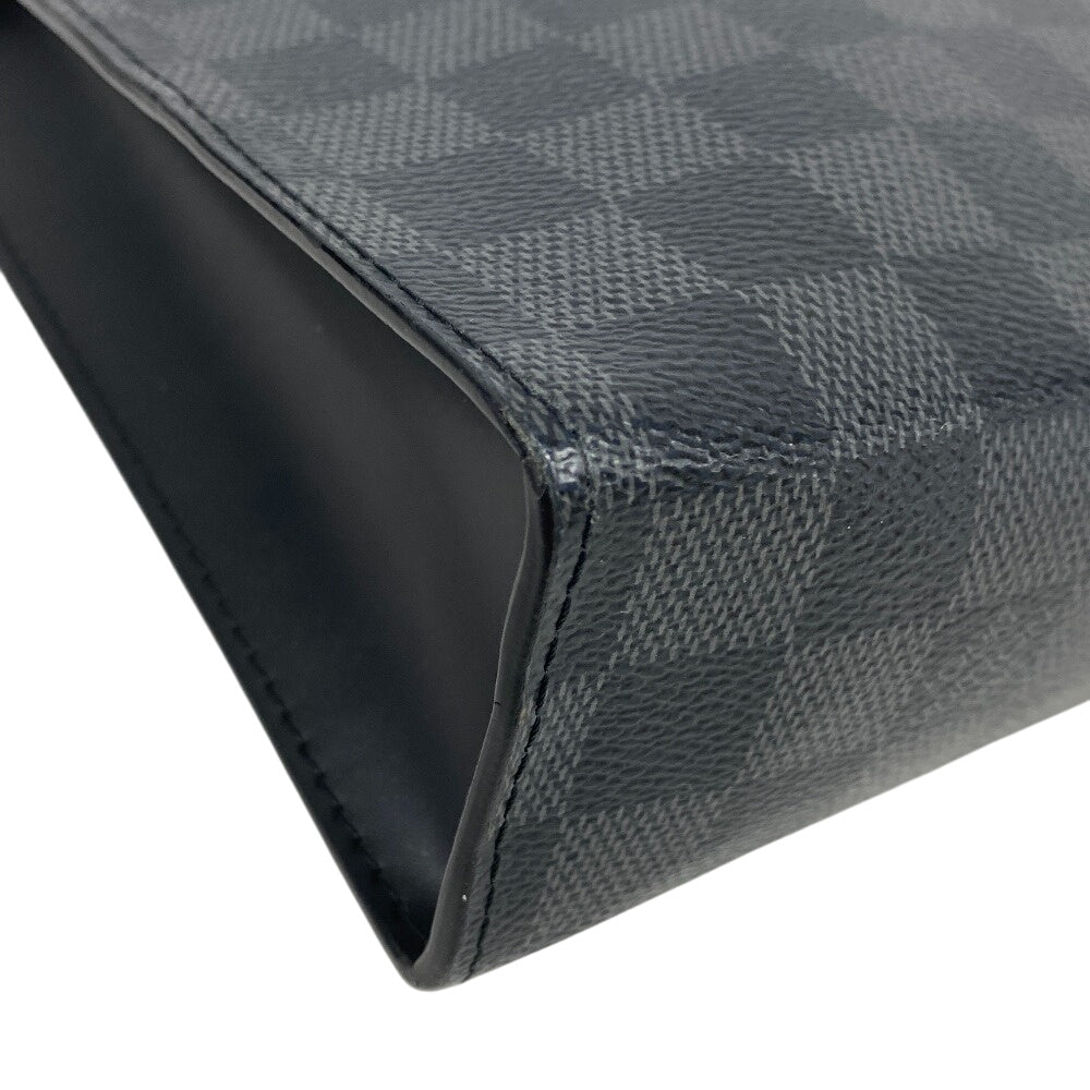 LOUIS VUITTON Clutch bag N41696 Patent leather black Pochette Damier Grafitte Voyage MM mens  d