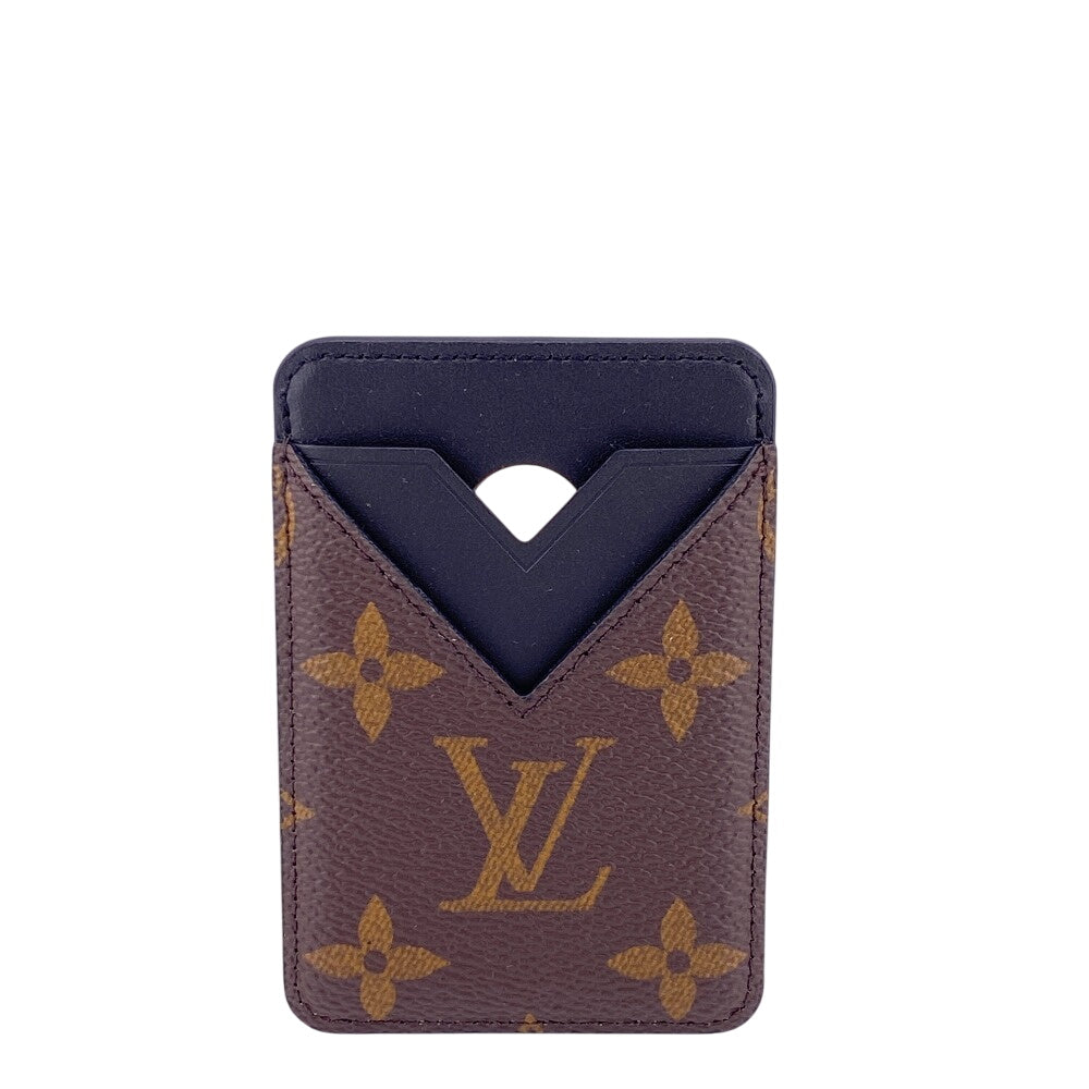 LOUIS VUITTON Card Case M13185 leather Brown Monogram macacer Porto Carte Magnet mens(Unisex)
