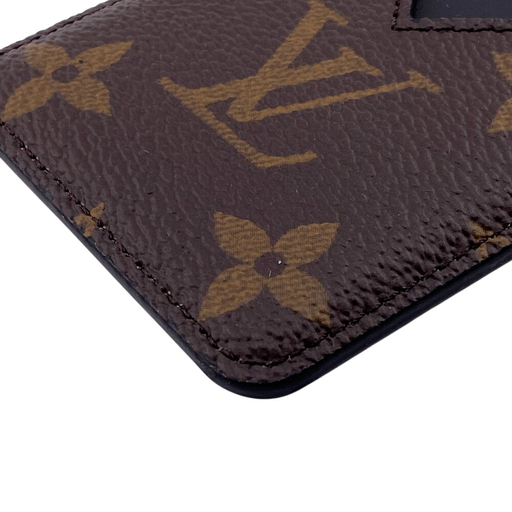 LOUIS VUITTON Card Case M13185 leather Brown Monogram macacer Porto Carte Magnet mens(Unisex)