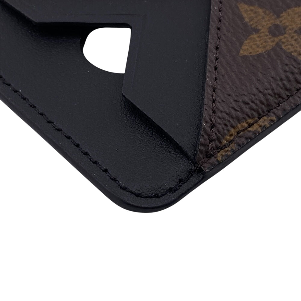 LOUIS VUITTON Card Case M13185 leather Brown Monogram macacer Porto Carte Magnet mens(Unisex)