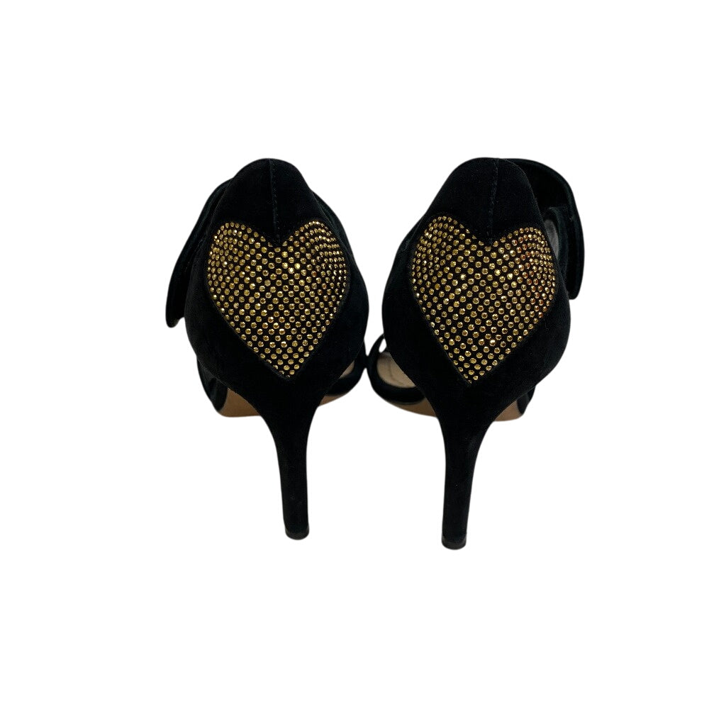 Dior pumps Calfskin, suede black Suede Velvet Rhinestone Heart studs Women 34D