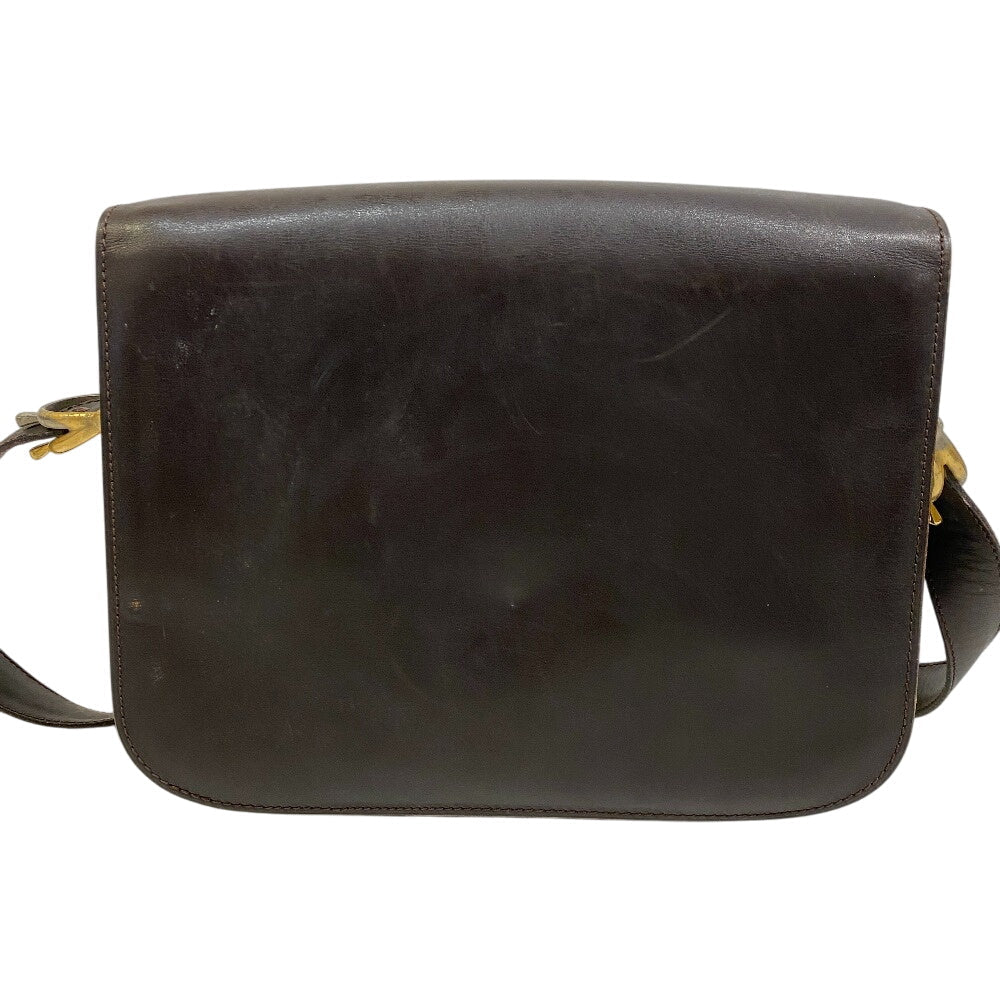 CELINE Shoulder Bag leather Brown Carriage Metal   Women