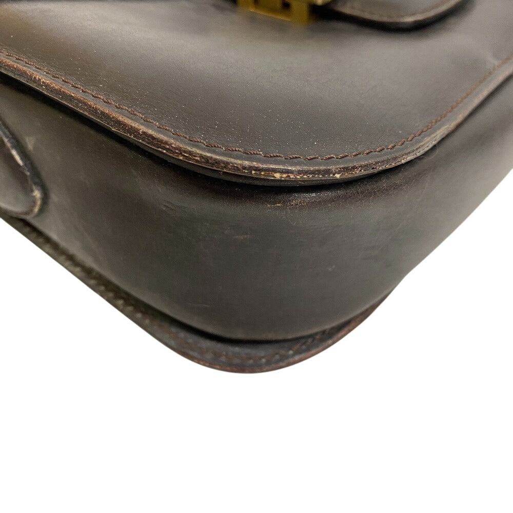 CELINE Shoulder Bag leather Brown Carriage Metal   Women