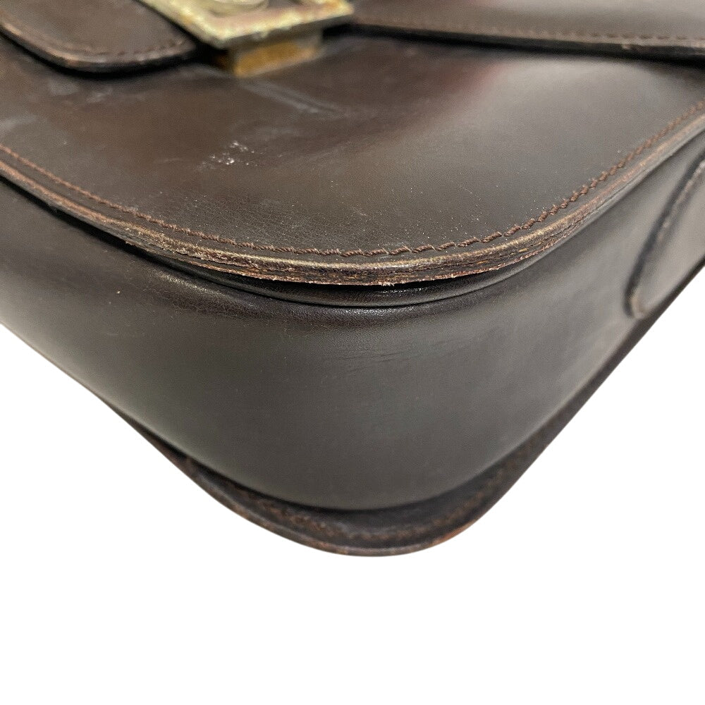 CELINE Shoulder Bag leather Brown Carriage Metal   Women
