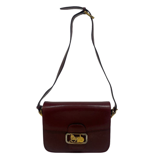 CELINE Shoulder Bag leather wine-red Shoulder Bag   Carriage Metal Women